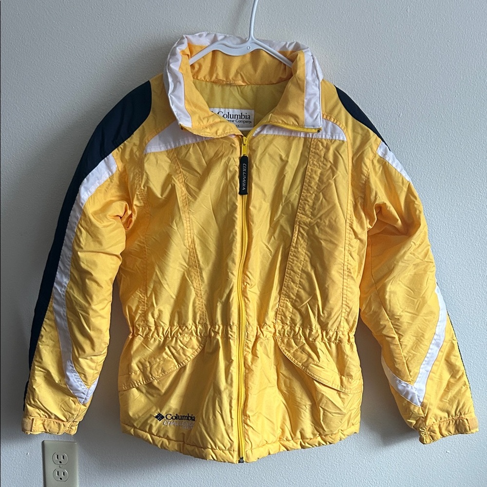 Vintage 90's Columbia  Challenge Yellow/White/Navy Puffer Youth..18/20..Women.M